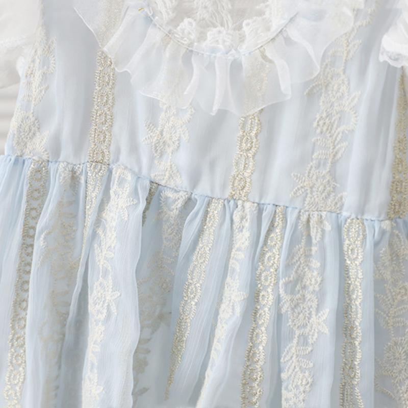 Baby Dress Korean Style Baby Girls Lace Clothes Kids Girls Short Sleeves Dress Toddler Girls Princess Summer