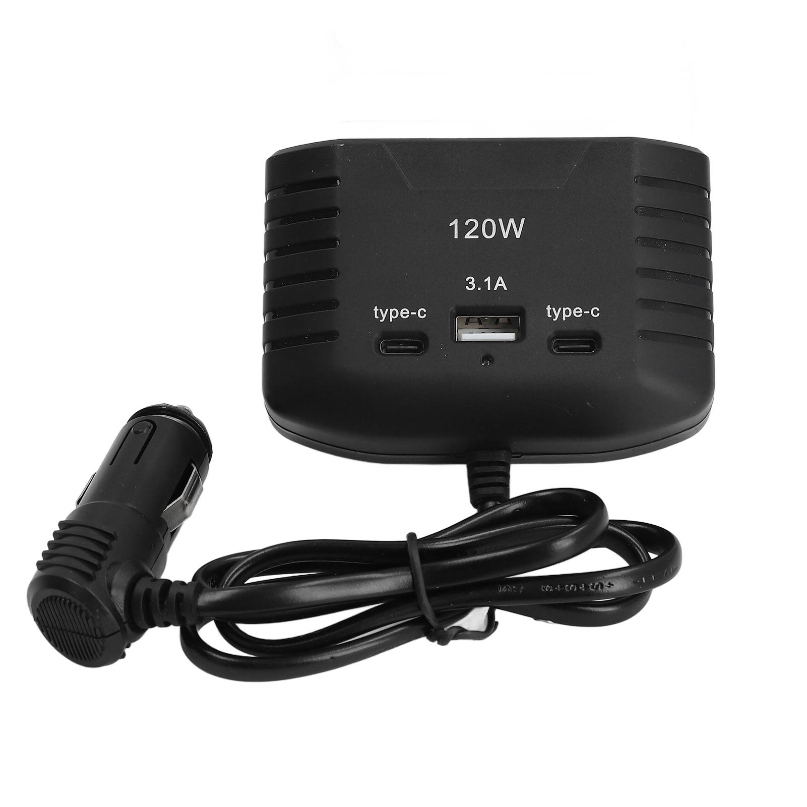 

120W Car Charger USB Type C Multiple Ports Automobile Power Adapter for Convenient Charging