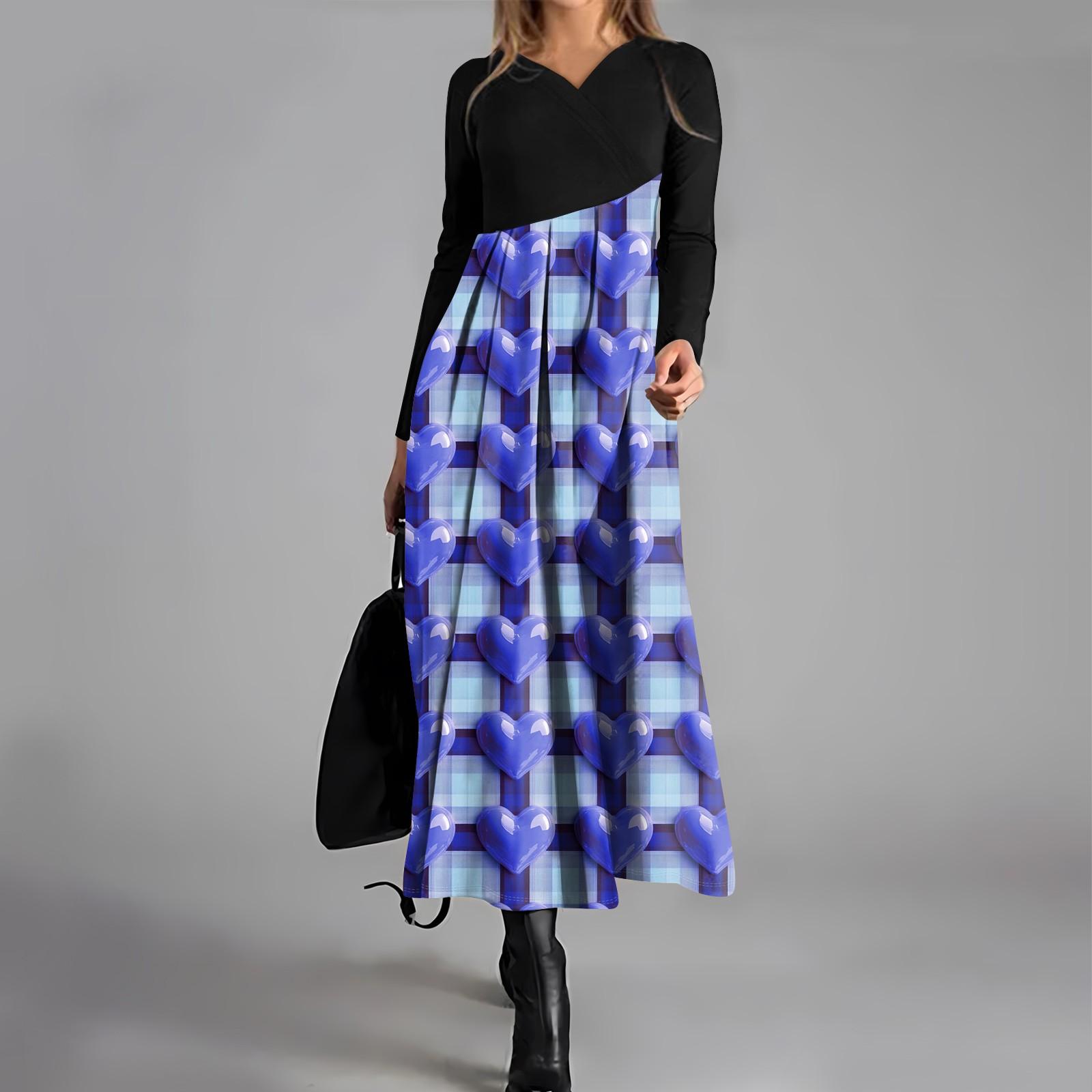 

Женское модное повседневное платье свободного покроя с V-образным вырезом, длинными рукавами, цветочным принтом и карманом на талии M