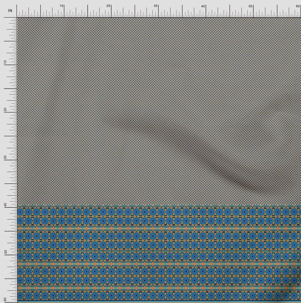 Soimoi Japan Crepe Satin Fabric Mandala & Shield Symbol Panel Printed Craft Fabric by the Metre 42 Inch