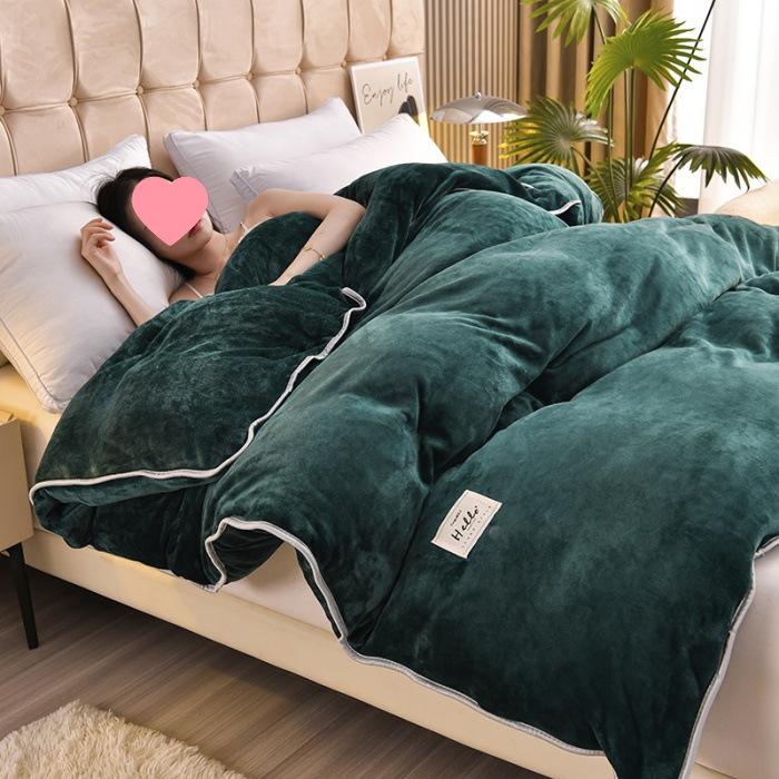 2026 Solid Color Thickened Milk Velvet Flannel Duvet Cover