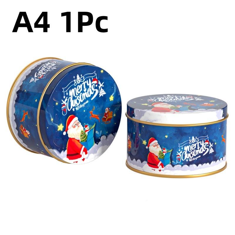 Christmas Tinplate Candy Tin Can Metal Box Cartoon Elk Santa Claus Letter Printed Xmas Candy Cookie Tea Storage Gift Case