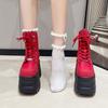 Fashion 13CM,17CM Women's Boots Autumn Women Ankle Boots Platform Wedges High Heels Booties New Fashion Design Red Cosplay Shoes Women
