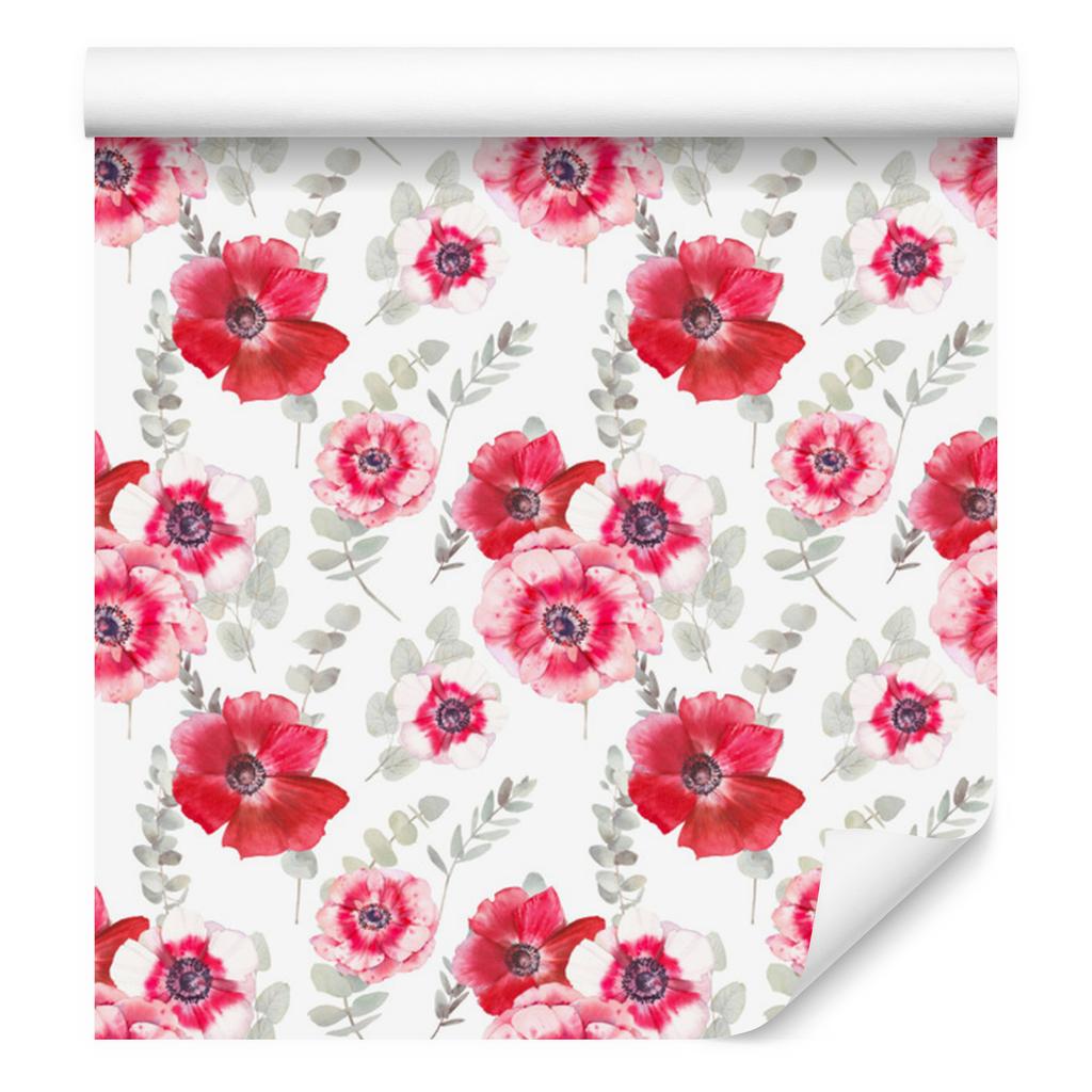 Poppies with Leaves Vintage Wallpaper for Living Room and Bedroom 50x1000