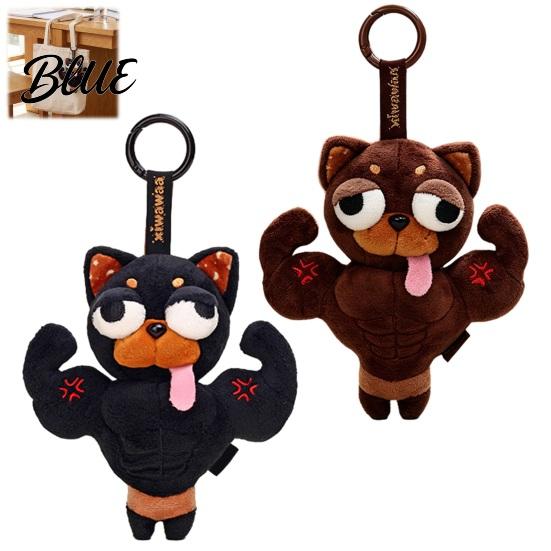 Hanging Dog Plushie Plush Muscular Bag Charm Stuffed Pendant for Charm Backpacks Handbags Schoolbags Animal with Metal Ring Handbag Accessory