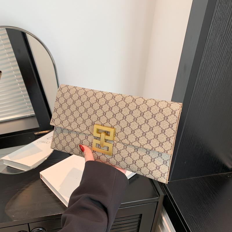 

Yogodlns модная роскошная женская сумка из искусственной кожи, дизайнерская винтажная сумка-конверт с решеткой, женский дневной клатч, новый женский кошелек-клатч 29x0.5x16.5cm хаки