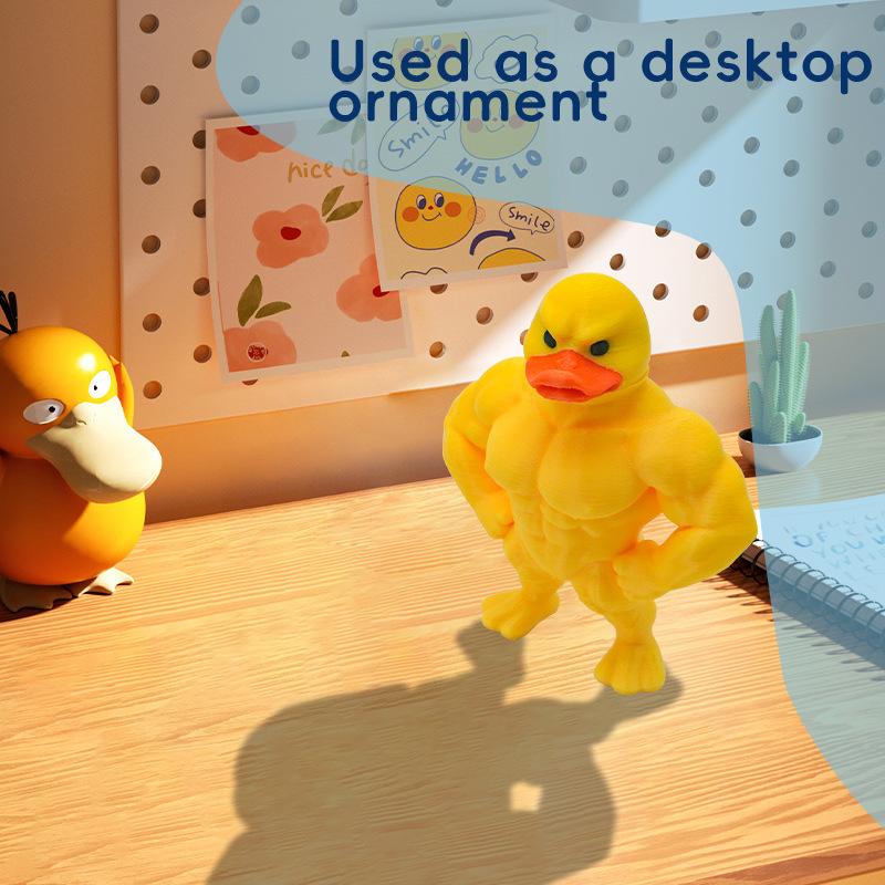Muscle Duck Statue 3D Desktop Decor Cute Bookshelf Whimsical Figurine Home Accessory Party Favor Funny Gift For Kids Adults