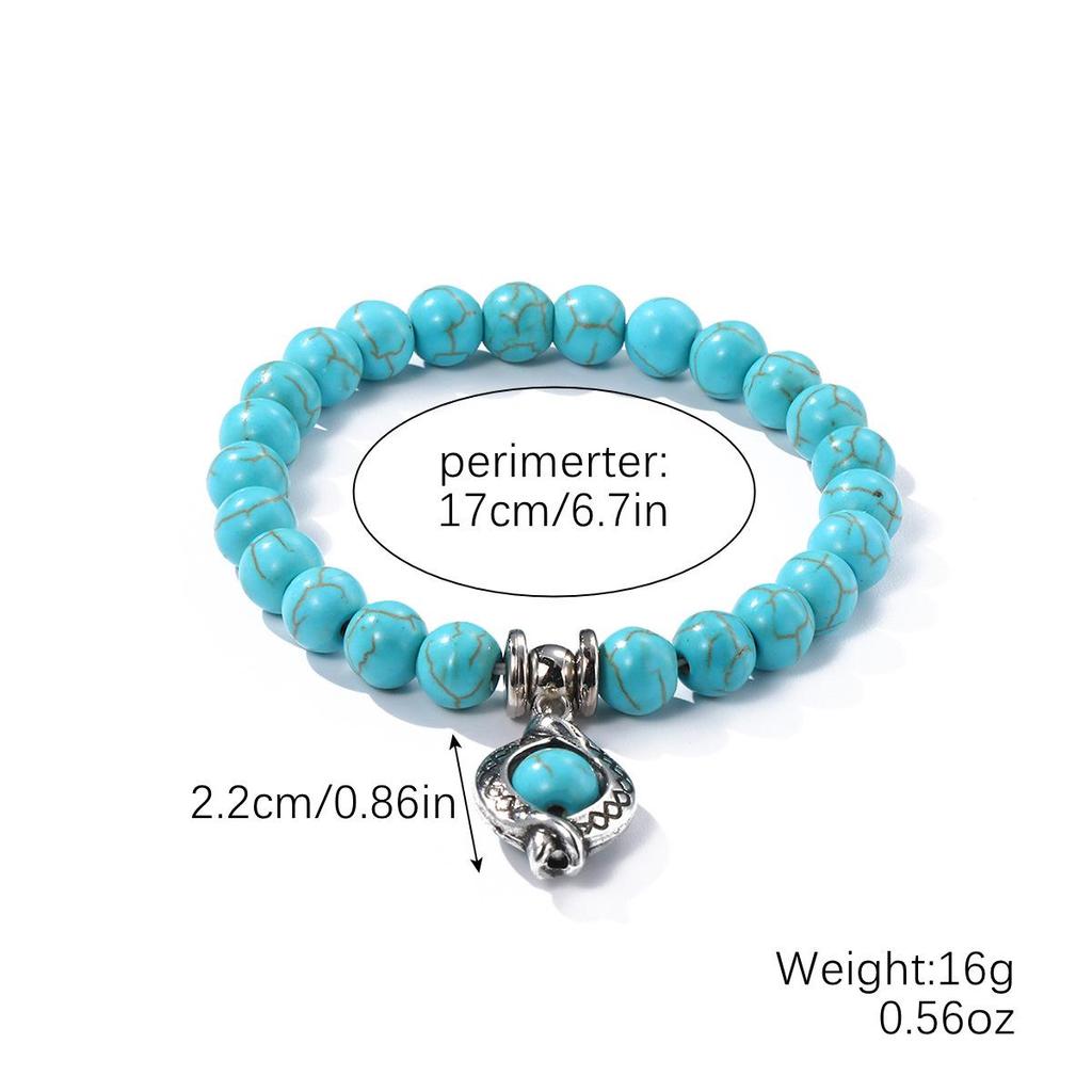 Vintage Turquoise and Natural Stone Bead Bracelet Set