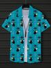 Men'S 3D Digital Print Summer Short-Sleeve Shirt Featuring a Black Cat Cocktail Glass Design, with Buttons, a Collar, And a Regular Fit. This Stylish