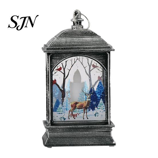 Exquisite Gift for Friends Vintage Christmas Lantern Night Light, Rectangular Glowing Tabletop Decor Warm Atmosphere Light Mantel Party, Flameless LED