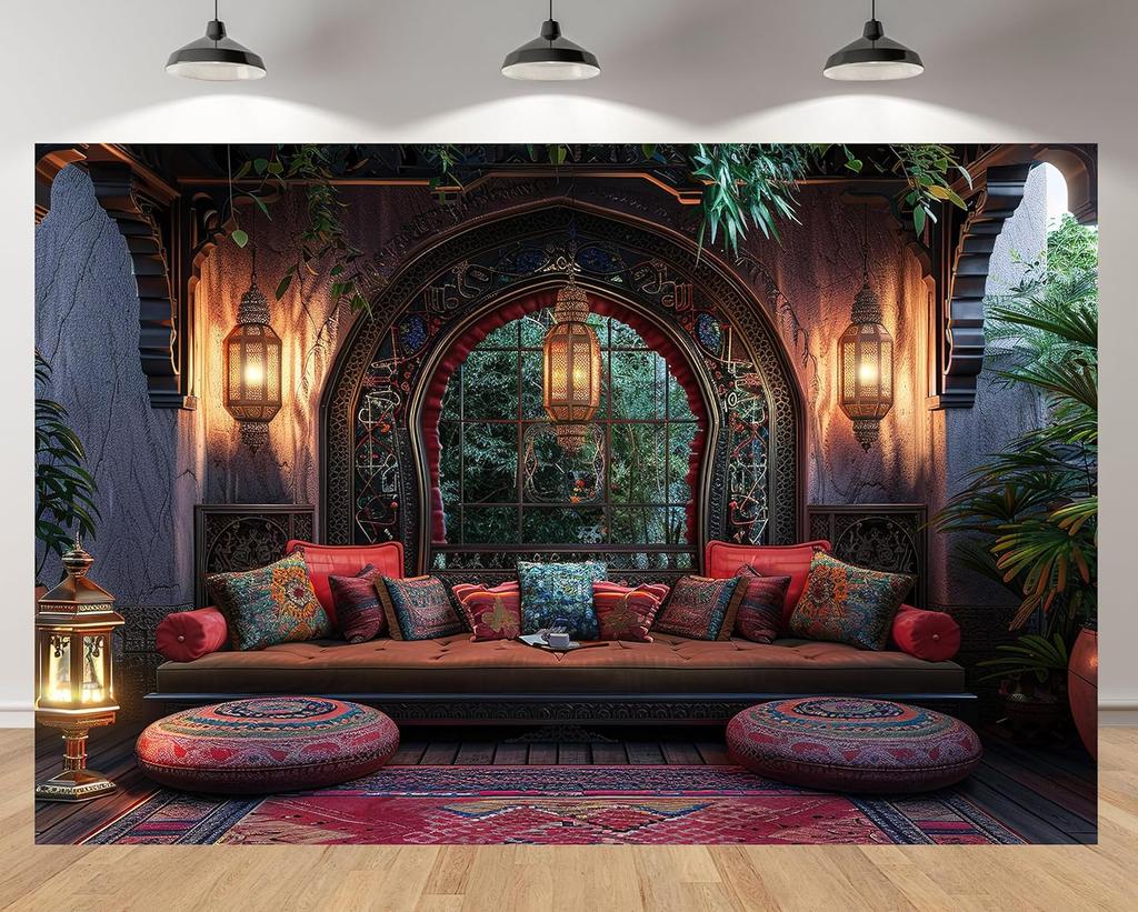 Luxury Boho Moroccan Tapestry Wall Hanging Islamic Arch Decor Panel Ethnic Mediterranean Bohemian Room Decoration