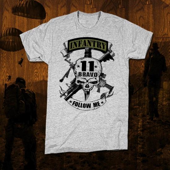 

Army infantry t-shirt 11 Bravo Iraq Afghan War Combat Veteran skull follow me! M