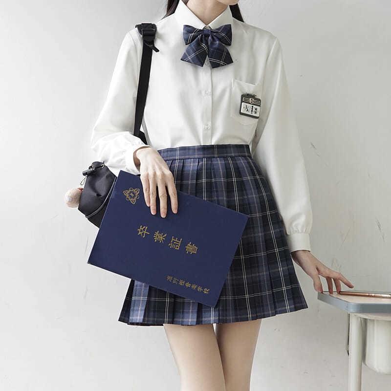 

Оригинальная женская черно-белая рубашка с длинным рукавом и плиссировкой-гармошкой для школьной формы JKDK L