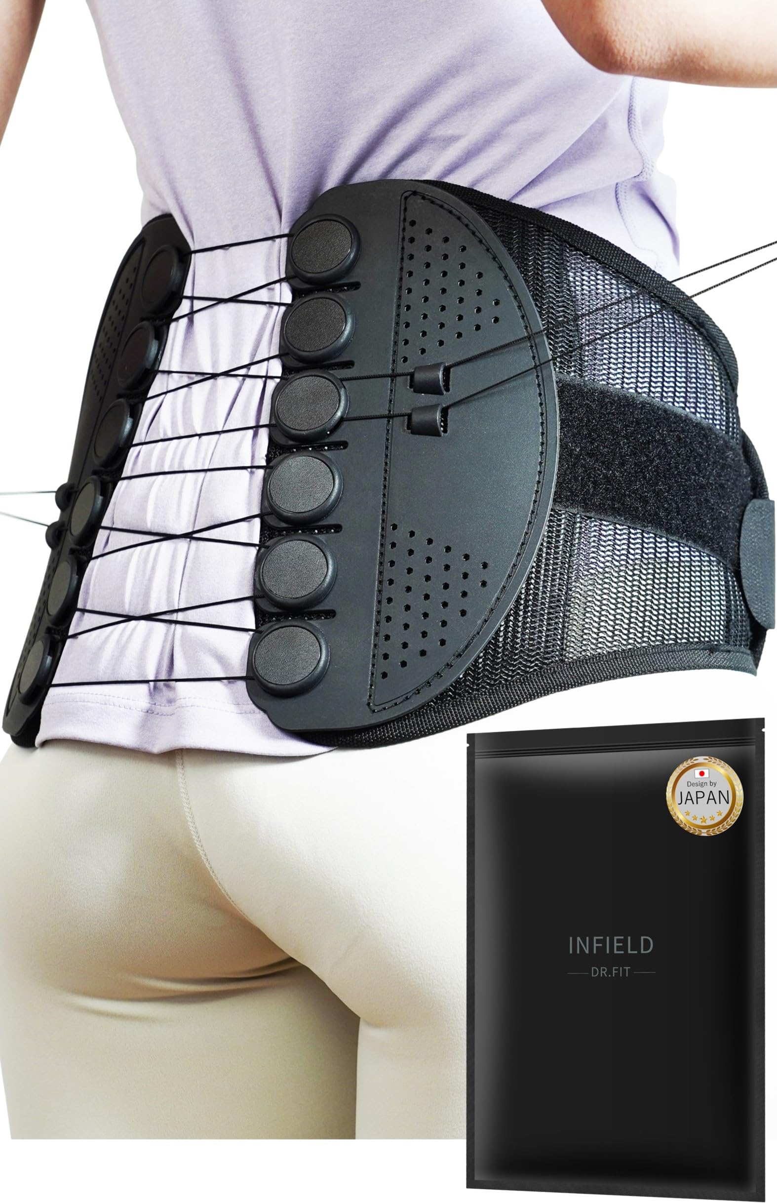 

Premium Corset with a Fixed Number of Pulleys [Athlete-Designed] InField Lower Back Support Belt for Pelvic Posture (XL)