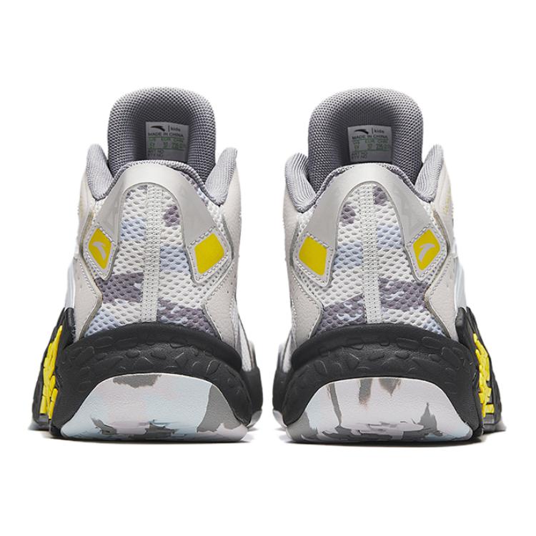 Anta Kids Sports Comfortable Non-Slip Shock Absorbing Mid-Top Basketball Shoes Kids Basketball Shoes Beige Black A12441107-6