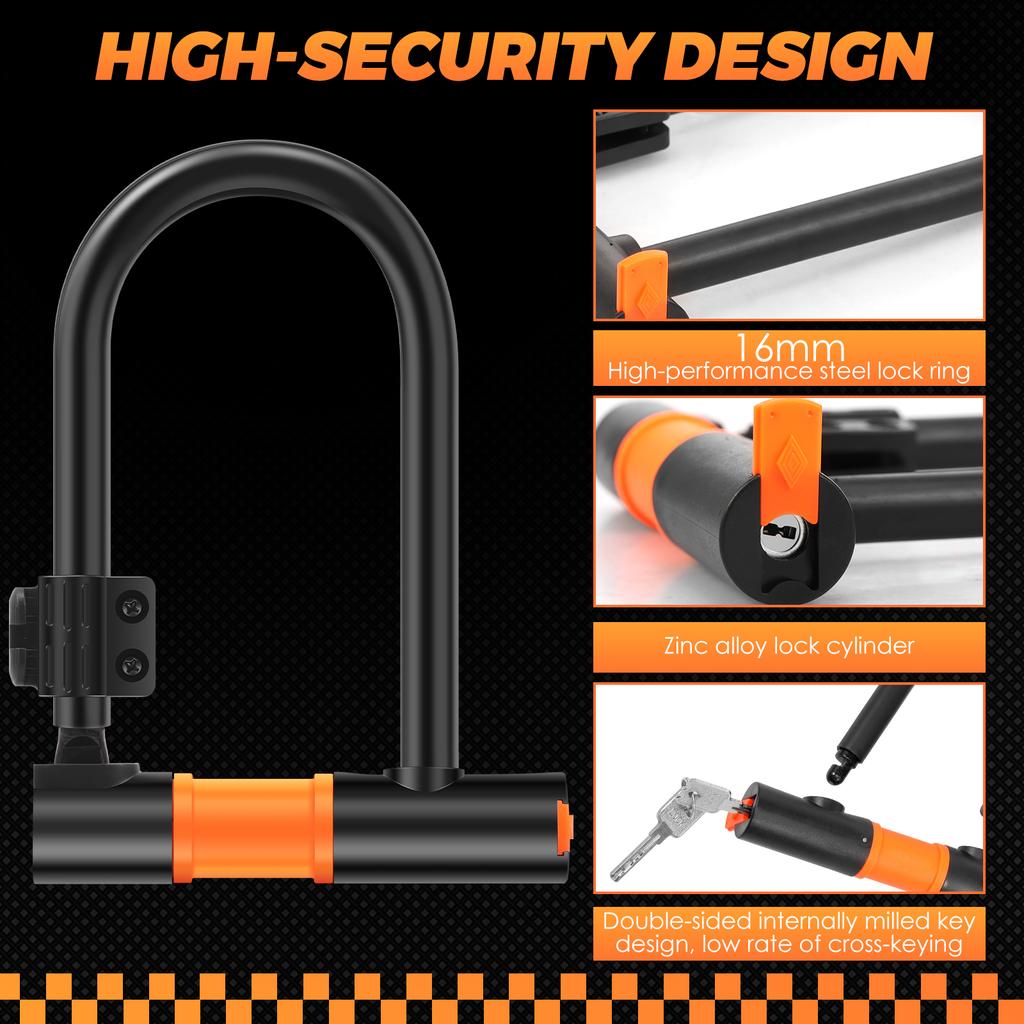 Fahrrad-Bügelschloss mit 1,2 m doppeltem Schlaufenkabel Sicheres Diebstahlschutz-Fahrradschloss mit wasserdichter Schiebeabdeckung oder Halterung