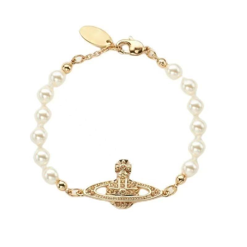 Kaiserinwitwe Saturn Perlen Strassarmband: Klassischer europäischer & amerikanischer Stil gold