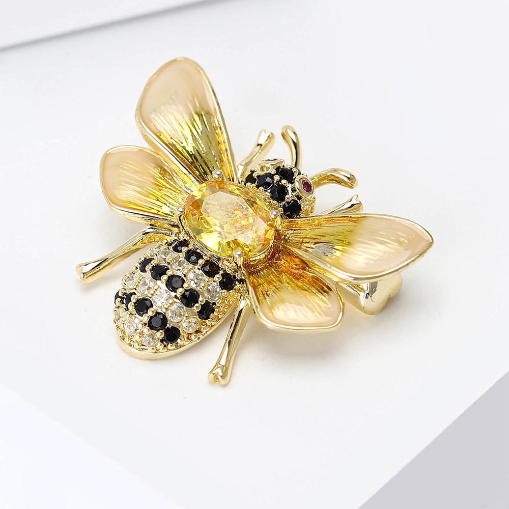 Crystal Honeybee Brooch Pin Rhinestone Bee Brooches Gold Tone Jewelry Gift Party