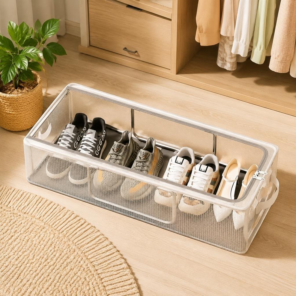 Stackable Shoe Storage Box Plastic Shoe Organizer Drawer Style Transparent Design for Entryway Closet Bedroom Office Use