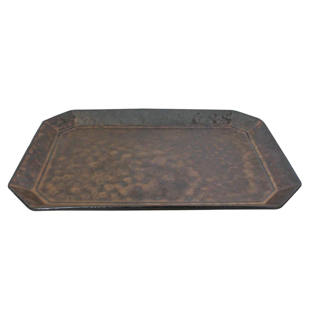 Maehata One Japanese Rich Charcoal Microwave and Dishwasher Box Made In Earth Tones Plate, Square, Octagonal, Flat, Tableware, 30cm, Colors, Satin,