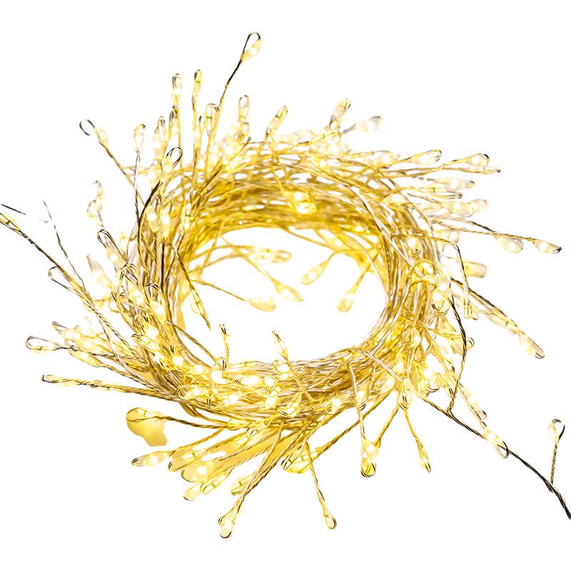 Festive Copper Wire Firecracker Star Lights for Christmas Decor