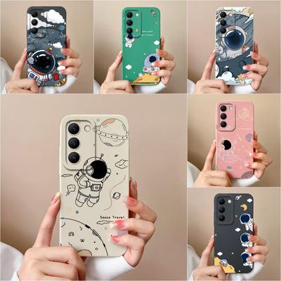 Cartoon Pattern Astronaut Cover For Vivo V30e Y200e Y100 (IDN) T3 V40 Pro Lite V30 SE Bumper Case Liquid Silicone Screen Protector Phone Bags For Vivo