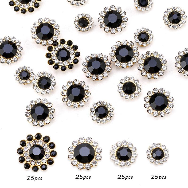 Størrelse Dobbelt Lag Blomst Blandet 100 stk Fargerik Solsikke Skive Bor Spenne Krystall Håndsøm Bor DIY Smykketilbehør Rhinestone Sy på Perler