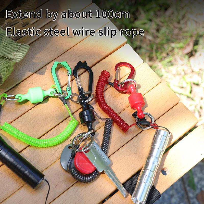 Magnetischer Netzfreigabehalter Mit Spiralkordel Fliegenfischerwerkzeuge Starker Magnet Karabiner Schnelles Schloss Anti-Drop Seil Zubehör