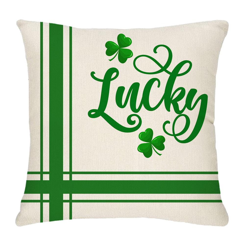 Four-leaf Clover Pillow New Sofa Cushion Cover National Day Green Pillow St. Patrick's Day Pillow Cover