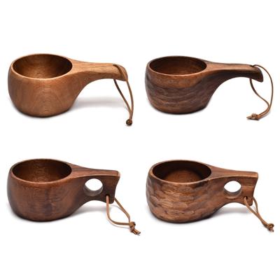 Wood Mug Camping Tableware Bowl Outdoor Acacia-Wood Mugs Bushcrafts