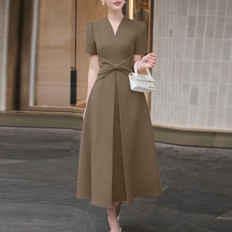 ZANZEA Women Elegant V-Neck Casual Short Sleeve Dress