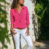Camicia da Donna Collo a Revers Manica Lunga Abbottonatura Camicetta Top con Tasche Colore Puro Vestibilità Regolare Top Casual da Lavoro Quotidiano