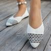 Women's Wide Width Flyknit Pointed Toe Flats - Color Block Slip-On Shoes with Cushioned Sole, Breathable Everyday Casual Shoes for Women
