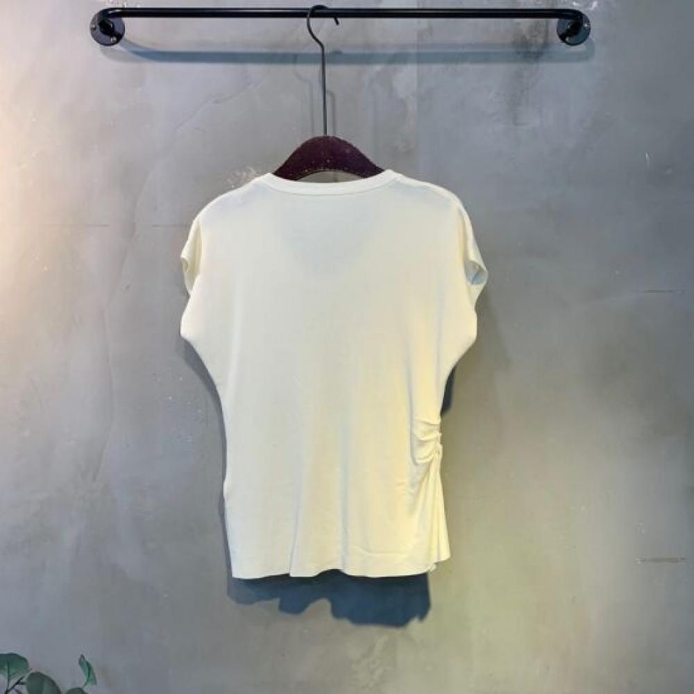 C S In The Room Todd ShirrIng Cap Sleeve KniT T ShirT 2Color