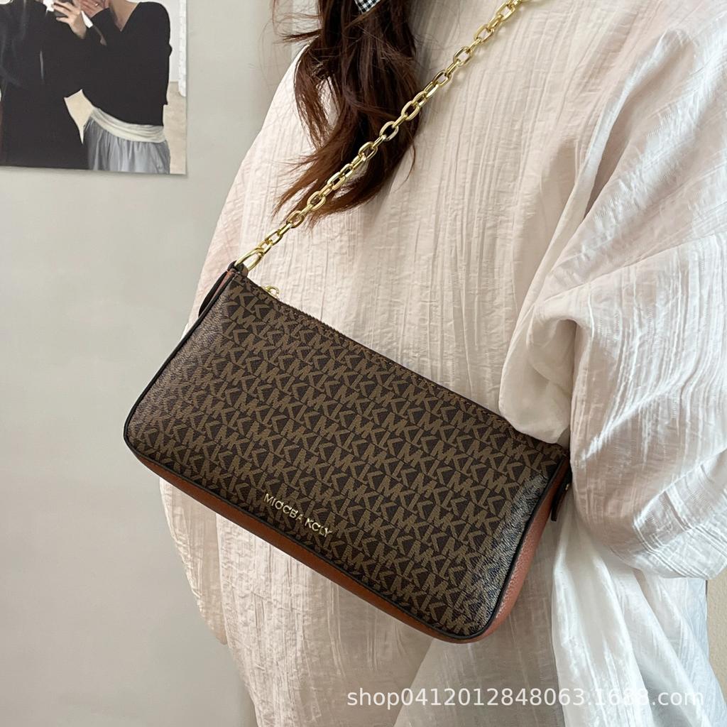 Bag Women's 2025 New One-Shoulder Oblique Cross Bag Portable Small Square Bag Premium Chain Underarm Bag One-Shoulder Crossbody Bag