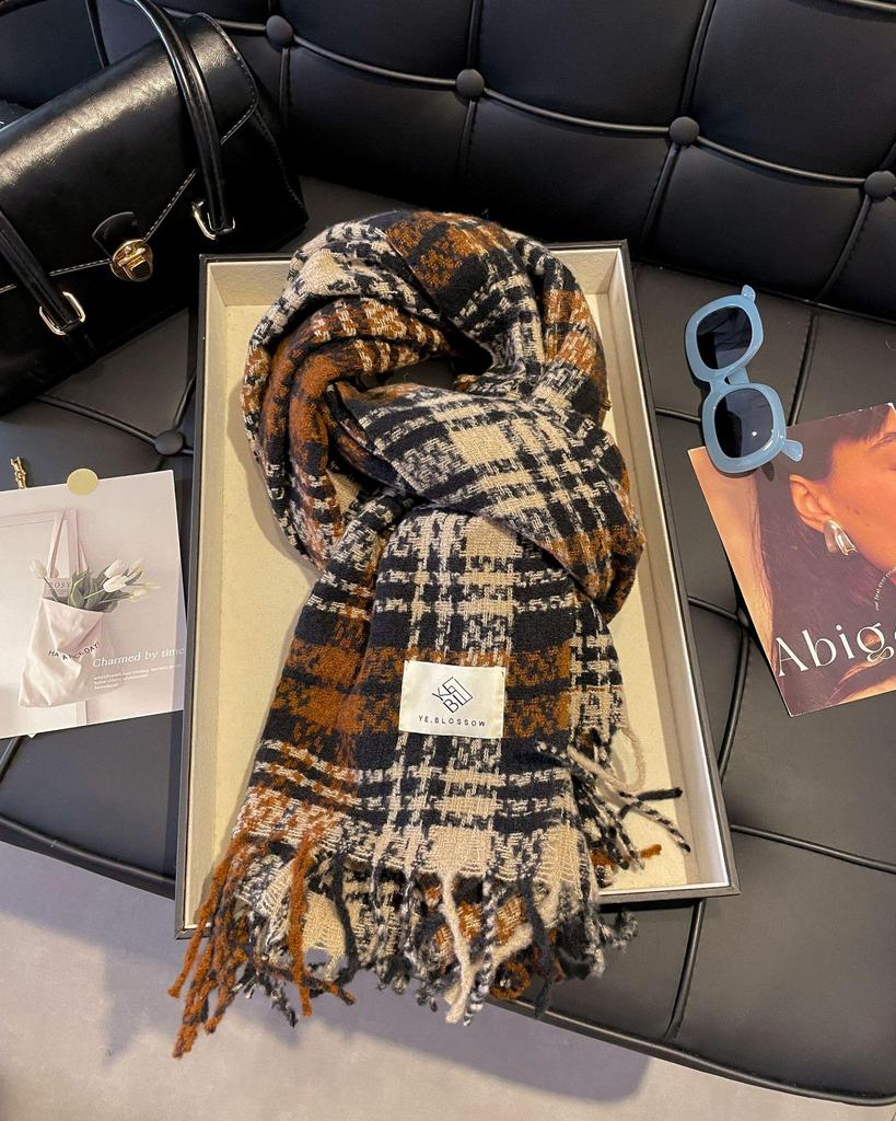 Women's Winter Imitation Cashmere Scarf - White Mohair Shawl Neck Warmer