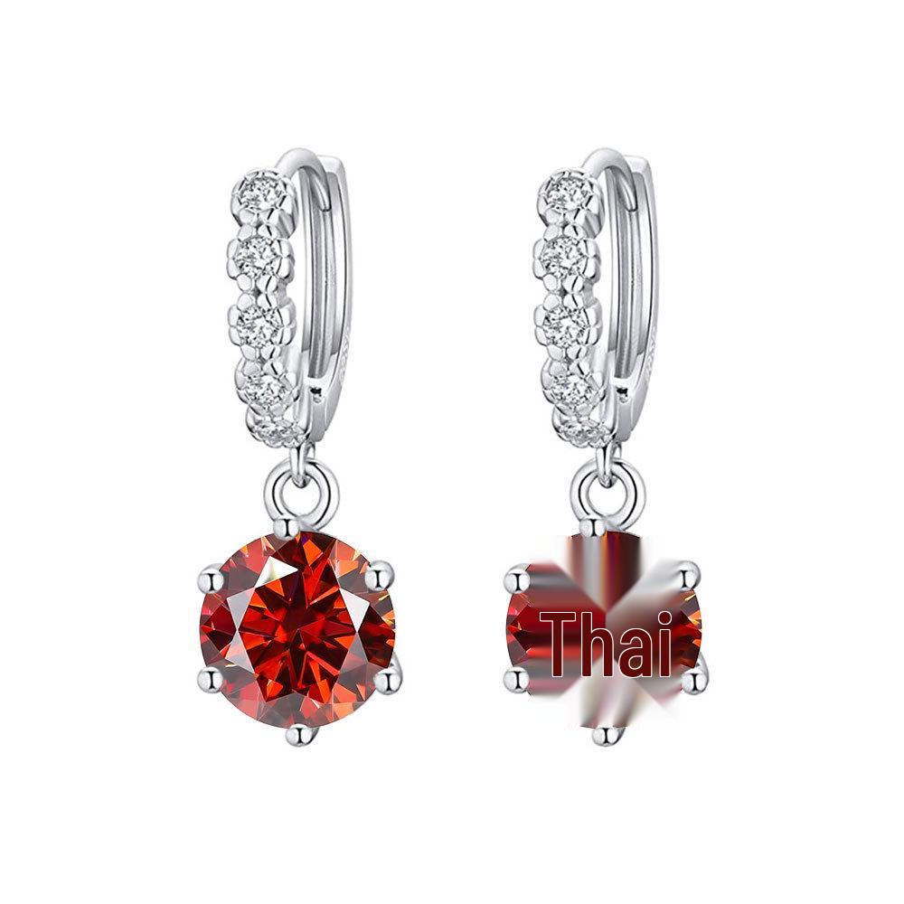 925 Sterling Silver Moissanite Six-Prong Stud Earrings, 18k White Gold, VVS1 Clarity, Super Shiny