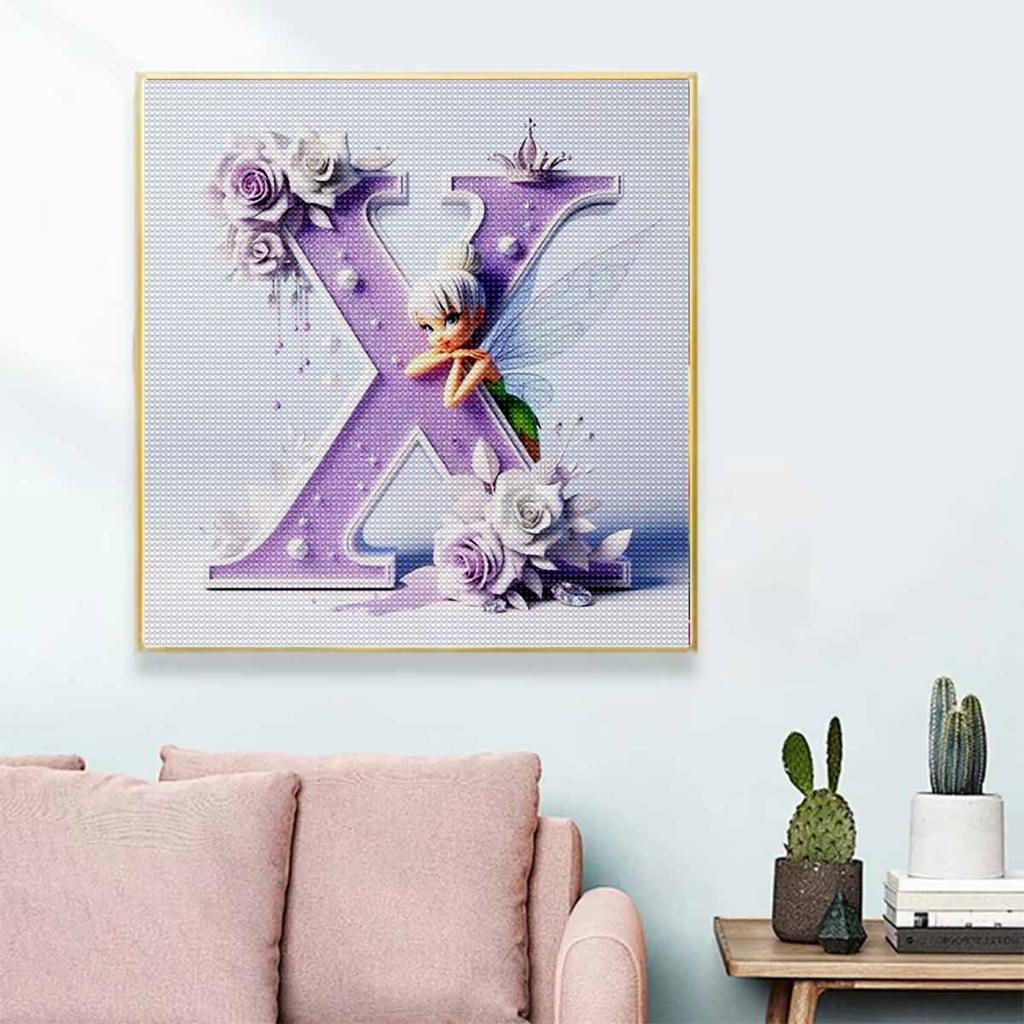 DIY Diamond Painting Round Diamond Elf Letter X Full Diamond Mosaic Home Decoration Painting Cross Stitch Kit