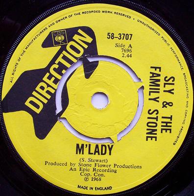 7-Zoll Schallplatte SLY & THE FAMILY STONE - M'lady / Life 583707 DIRECTION 1968 UK Soul/Funk Gebraucht