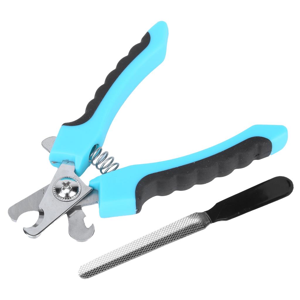 Pet Nail Clipper Set Dog Stainless Steel Nail Trimmer Safety Guard To Avoid OverCutting(Lake Blue Large )