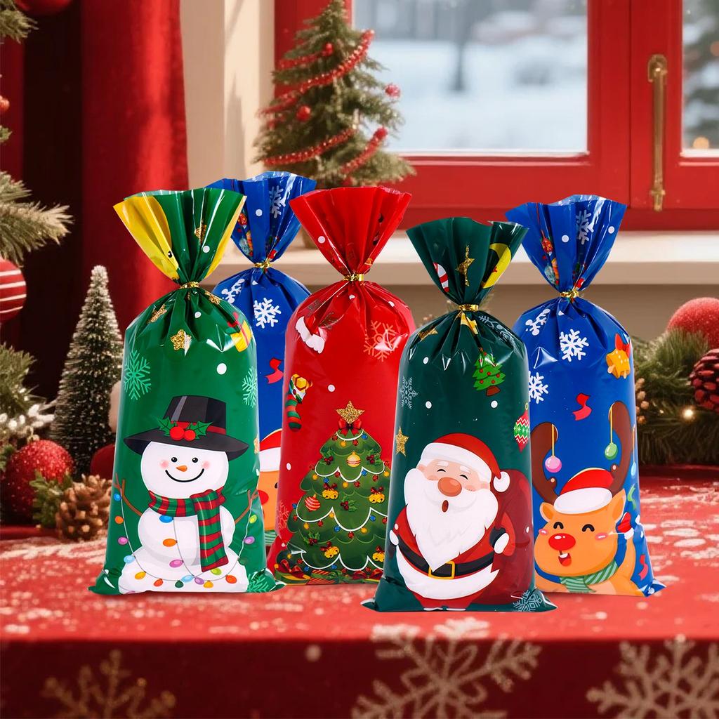 25/50/100pcs Christmas Gift Bags Christmas Decorations for Home 2026 Xmas Gifts New Year 2026 Santa Claus Snowman Packaging Bags