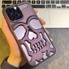 Luxury Matte Plating Metallic Color Hollow Out Skull Hard Case for IPhone 14 13 12 11 Pro Max 14 Plus Fashion Shockproof Cover