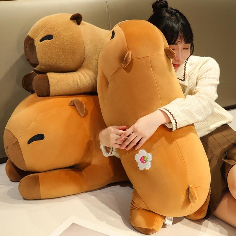60/80cm desene animate creative de înaltă calitate ovală floare Capybara pluș păpușă pernă super moale cald îmbrățișare pentru prietena cadou de Crăciun