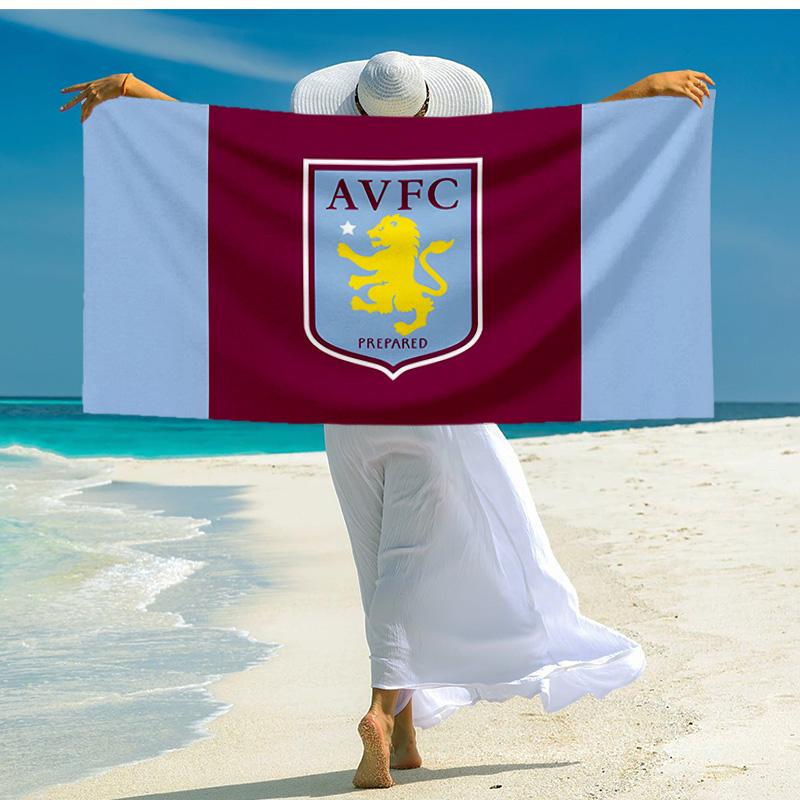 1PC Aston Villa Fc Crest Beach Towel - Soft, Absorbent Microfiber, Lightweight, Ideal for The Beach, Parties, Travel, Camping Fan Gifts