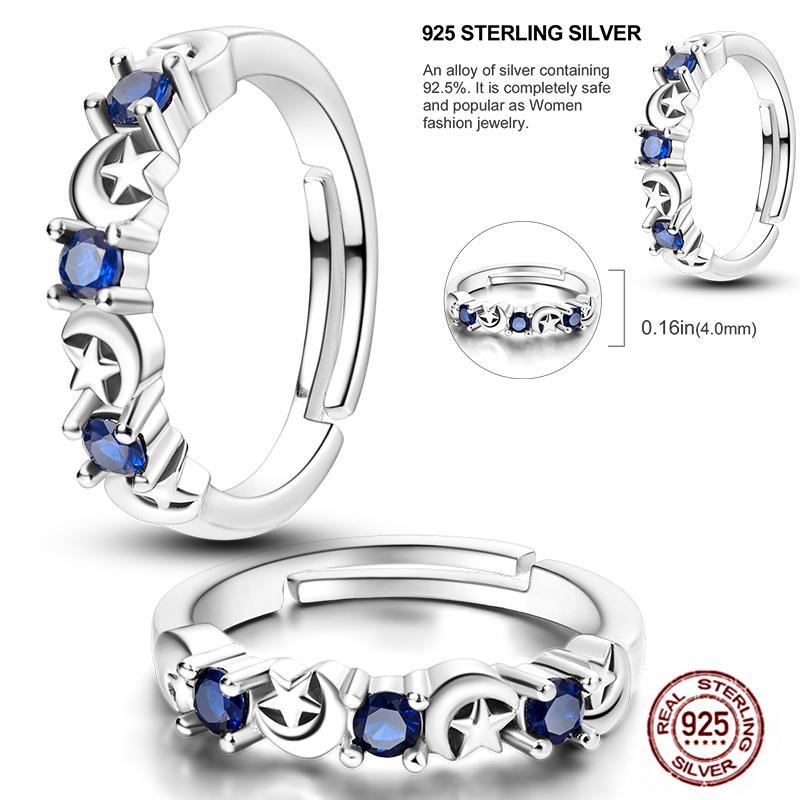 Free Size 925 Sterling Silver Ring Butterfly Sun Moon Sunflower Crystal Original Adjustable Rings for Women Wedding Jewelry Gift
