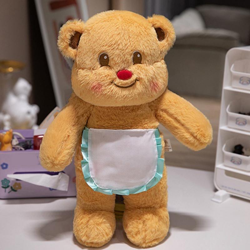 Bear Plush Toy Soft Plush Butter Angelic Bear Cushions with Apron Designs for Comfort Styles Winged Bear Throw Pillow