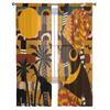 African Woman Female Elephant Giraffe Tulle Sheer Window Curtains for Living Room Kitchen Children Bedroom Voile Hanging Curtain