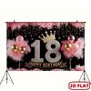 2D Outdoor 18th Birthday Backdrop with Crown & Balloons for Girls Party