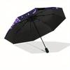 Cosmic Cat, Celestial Wings Automatic Folding Umbrella  8 Ribs, Durable Iron Frame, Bright Color Pattern Compact Travel Umbrella, Suitable f