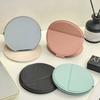 Round Makeup Mirror Leather Folding Mirror Portable Travel Touch Up Makeup Cosmetic Tool Desktop Can Stand Up Mini Mirror Gifts